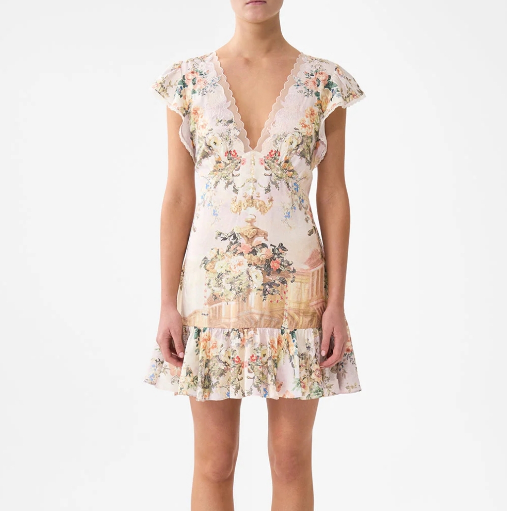 Camilla Ruffle Sleeve Short Dress